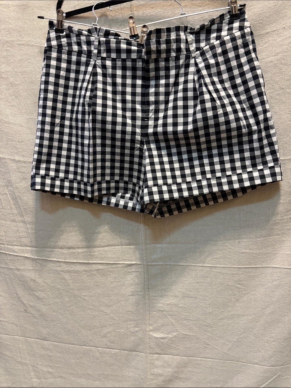 Black & White Gingham High-Rise Bermuda Shorts